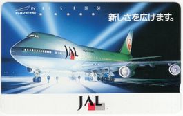 JAL Jumbo B-747 auf japanischer Airline Motiv Telefonkarte