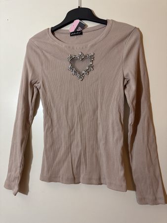 Pink a$r Shirt Strass Herz Gr. M beige neu