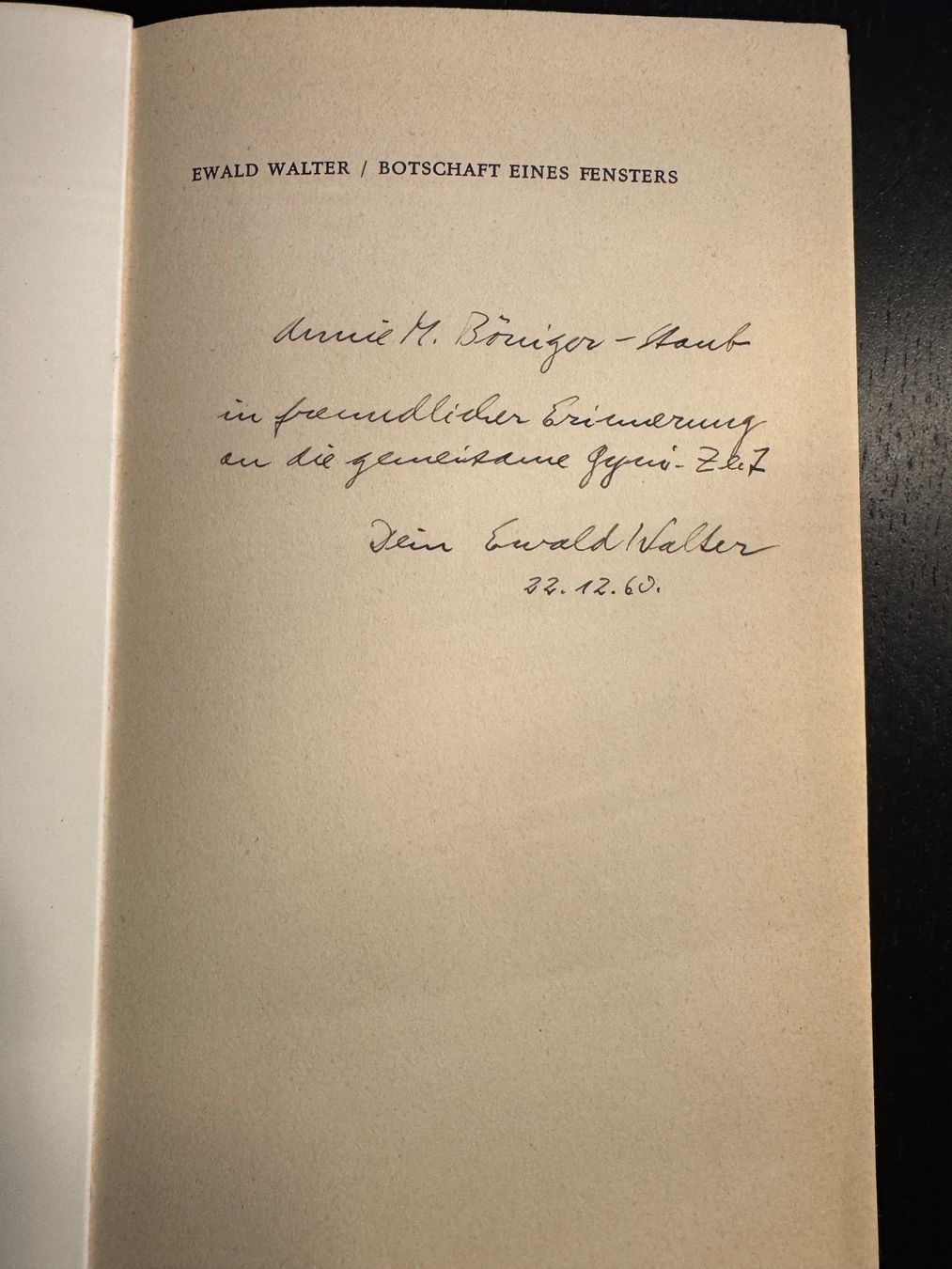 Libri: Ewald Walter "Botschaft eines Fensters" - signiert – Usato da Erstfeld venduto da Uhu1980 2
