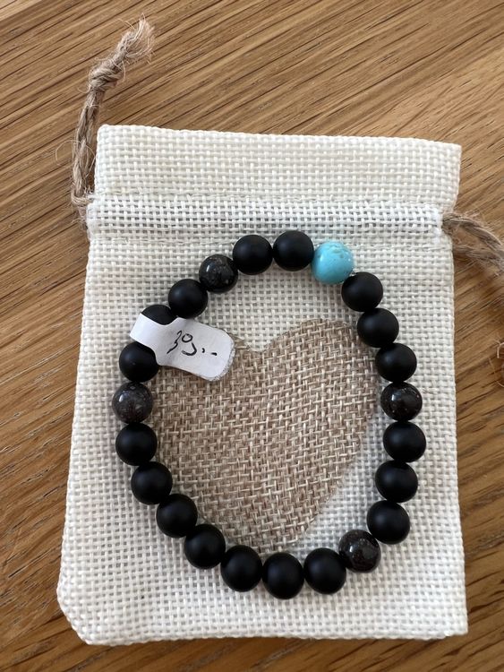Bracelet Chakra Pierre De Lave Et Turquoise Synthétique 4mm - Ajustable - Pour Femme Et Enfant - Neuf