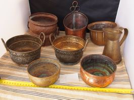 lot de pots en cuivre ancien plus de 2 KG, 8 pièces