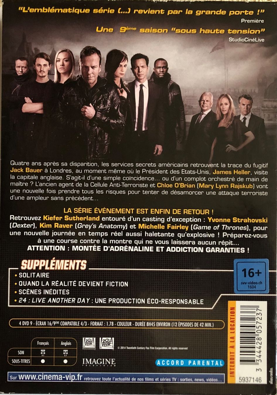 Tous les DVDs: 24 HEURES CHRONO (SAISON 9) – D'occasion à Poliez-Pittet par Newtown-Records 1