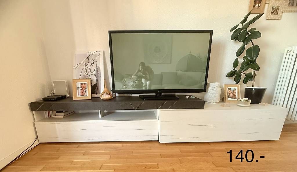 TV Möbel: Meuble TV moderne blanc et effet pierre – Gebraucht aus Neuchâtel von mag_q9gh