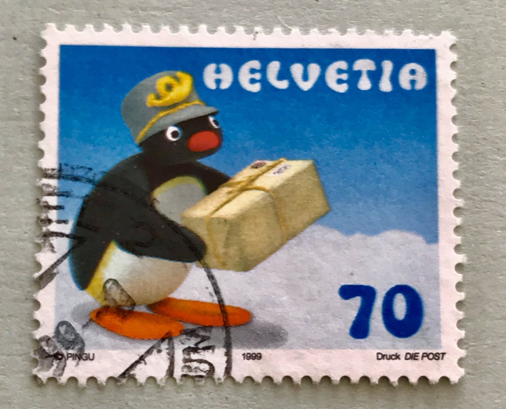 Alle Briefmarken: Nr.987 mit Stempel Klein Pingu als Postbote 1999 – Gebraucht aus Aarau von Billa007