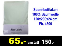 🔴 Spannbettlaken GRASER 120x200x24 cm Zwirnjersey /134C