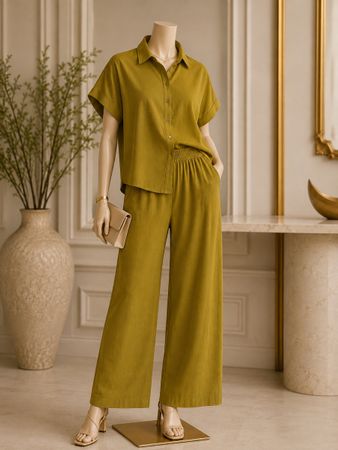Linen Blend Blouse & Pants