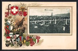 Bern, Stadtpanorama mit Alpen, Passepart