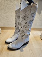 Damen Stiefel weiss mit Blumenmuster guter Zustand