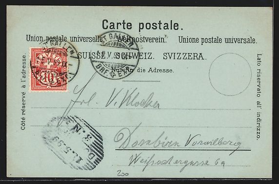 Ansichtskarten: Mondschein-Lithographie St. Gallen, Walh – Gebraucht aus Berlin von bartko-reher 1