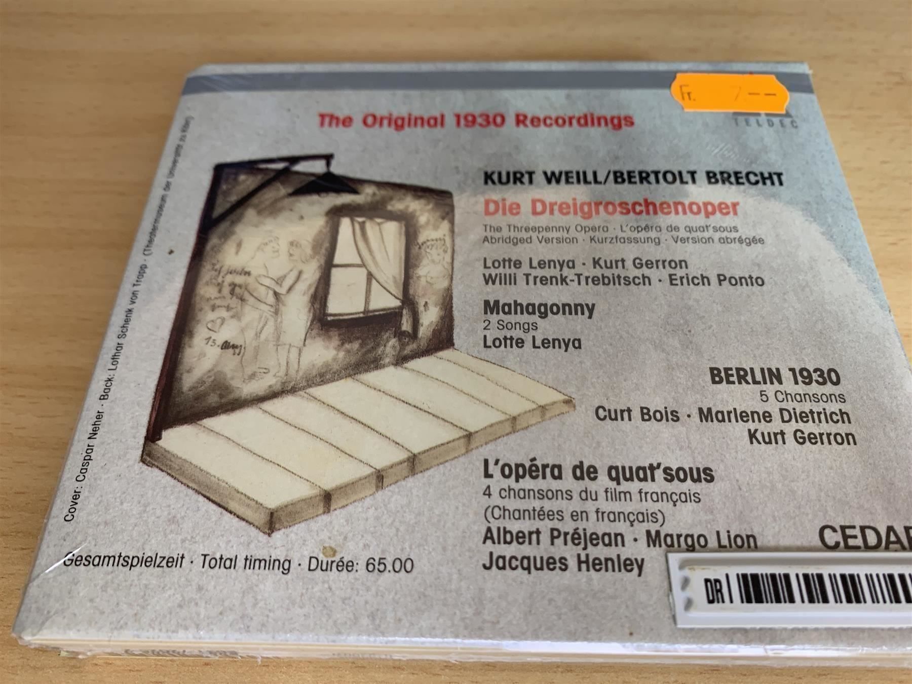 CDs: Die Dreigroschenoper - Berlin 1930 – Neuf avec emballage d'origine à Rikon im Tösstal par Alpenmutz 1
