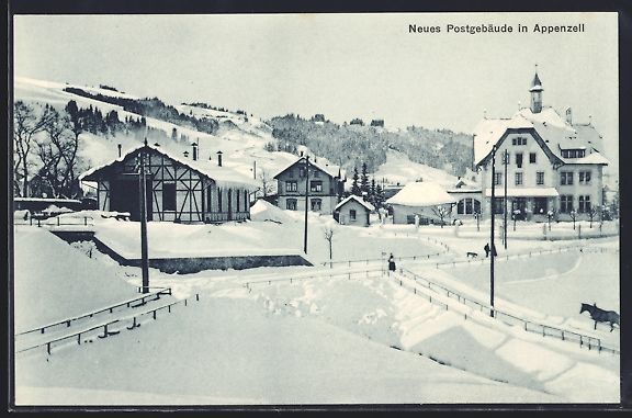 Ansichtskarten: Appenzell, Teilansicht mit Neuem Postgeb – Gebraucht aus Berlin von bartko-reher