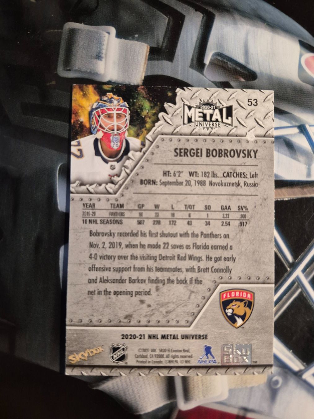 NHL Carte collezionabili: NHL Sergei Bobrovsky Florida Panthers – Usato da Treiten venduto da Sauber73 1