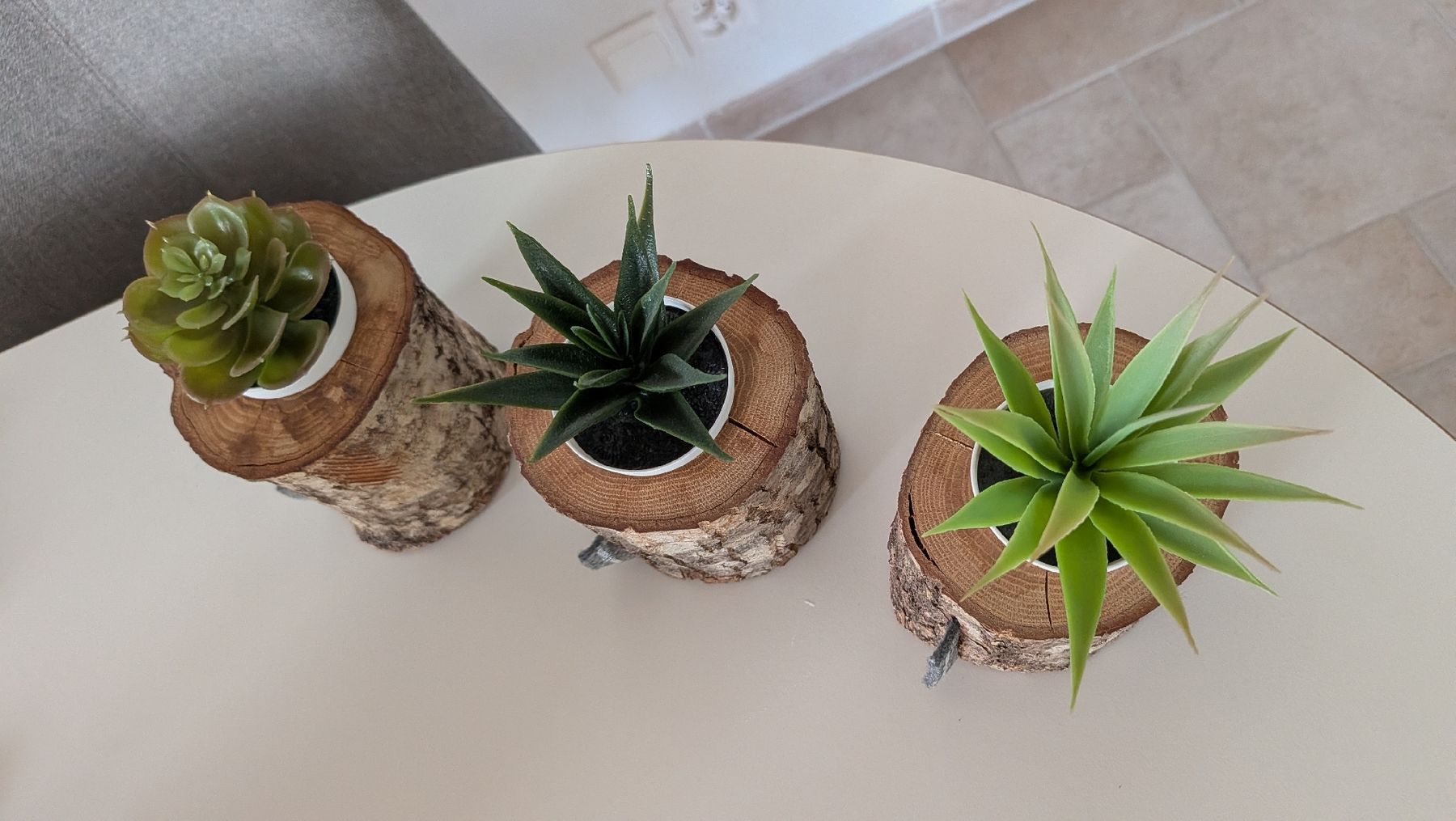 Toutes les décorations: 3 small tree stump log planters decorative – D'occasion à Adlikon b.Regensdf par foofdoll84 1