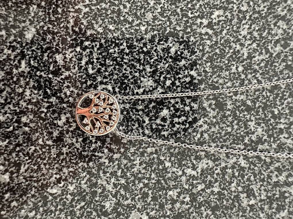 Ketten: Kette Lebensbaum silber/ rosé mit Glitzersteinen – Gebraucht aus Amriswil von sabry1987 1