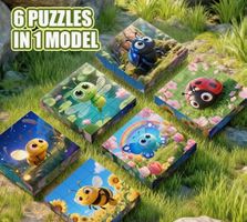 Puzzle-Magnetisch-Tiere- 6 Puzzles in einem Block-kognitiv