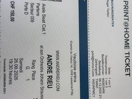 2x Andre Rieu tickets Lausanne 26th September 1930PM
