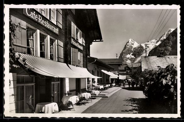 Cartoline postali: Foto-AK Mürren, Straßenpartie mit Eiger u Mönch – Usato da Berlin venduto da bartko-reher