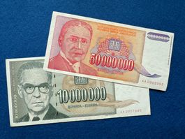 PUPIN & ANDRIC - Belgrad 1993 - 10000000 & 50000000 Dinara
