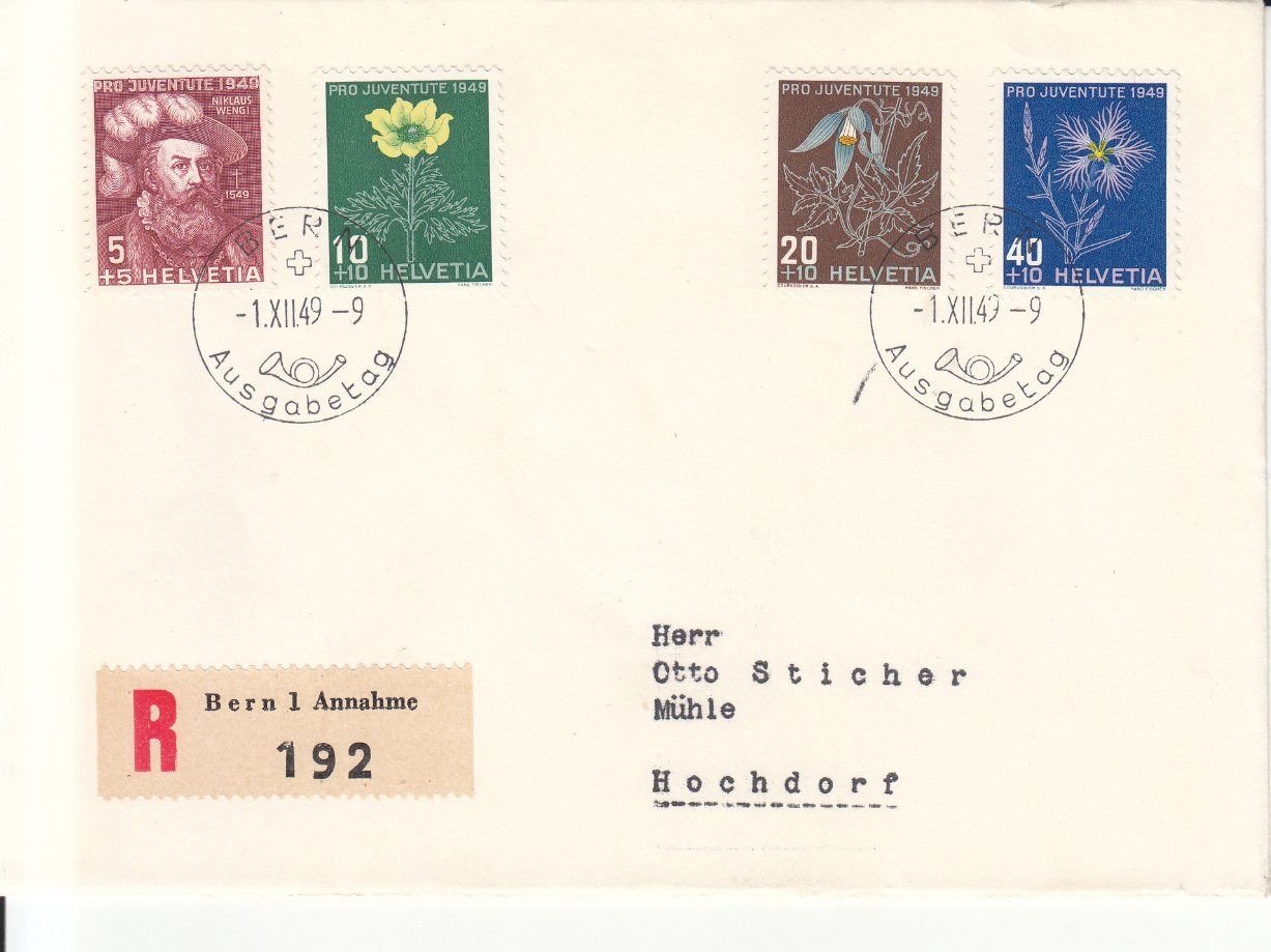 Tutti i francobolli: SBK J129 - J132 FDC d – Usato da Bürglen TG venduto da StampGraf