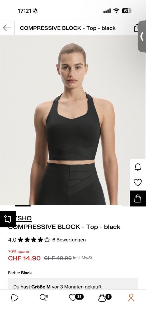 Top: YSCHO Compressive Block Top - Schwarz, Grösse M - Neu! – Nuovo (secondo la descrizione) da Zürich venduto da gryffindor_aurorin