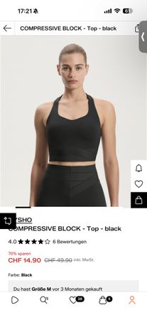 YSCHO Compressive Block Top - Schwarz, Grösse M - Neu!