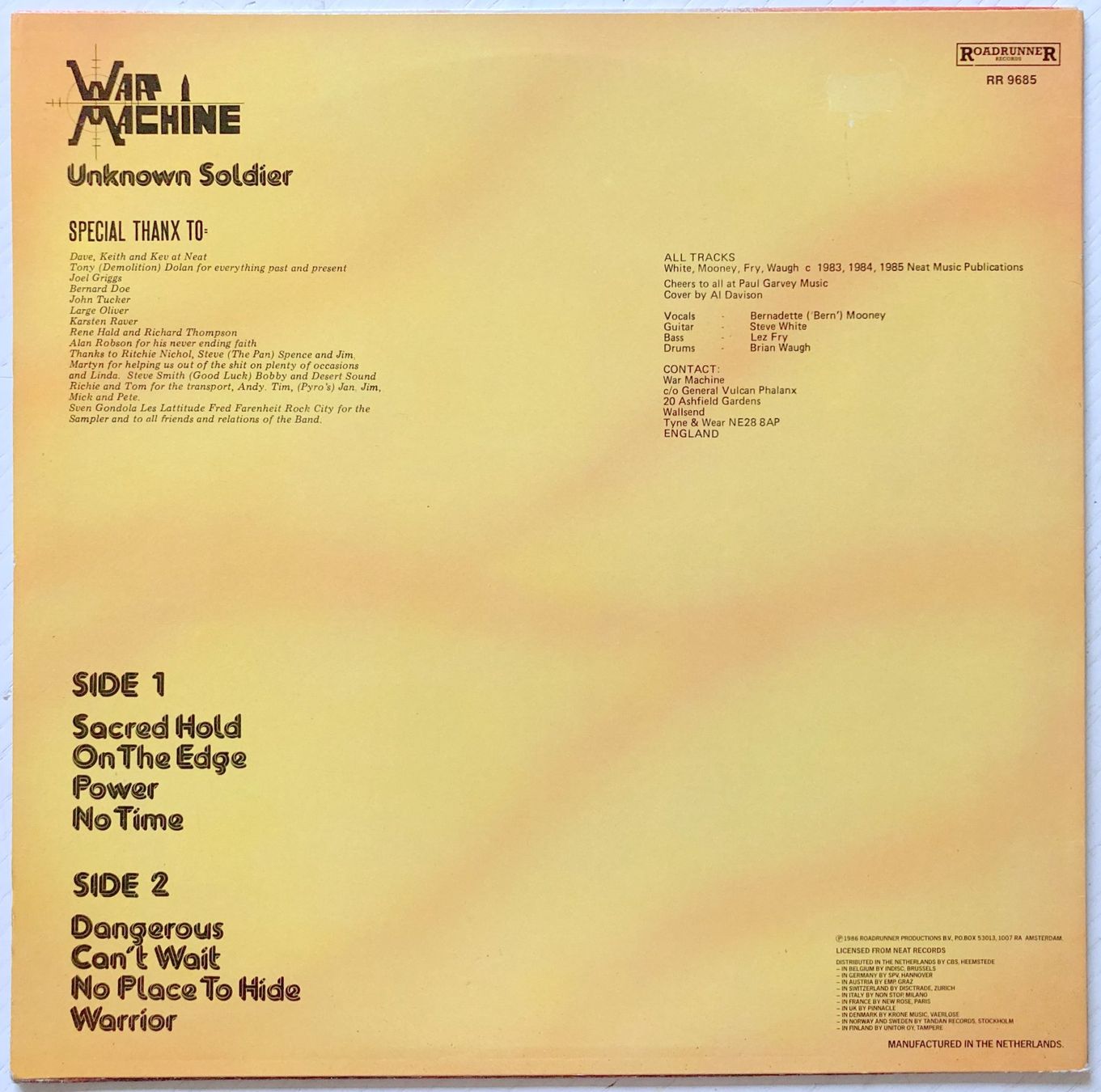 Dischi in vinile: WAR MACHINE - UNKNOWN SOLDIER – Usato da Bottens venduto da hotter-than-hell 1