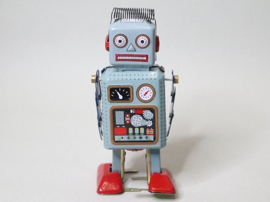 Vintage Trommel Roboter Spielzeug - Aufziehbarer Blechroboter Für Sammler