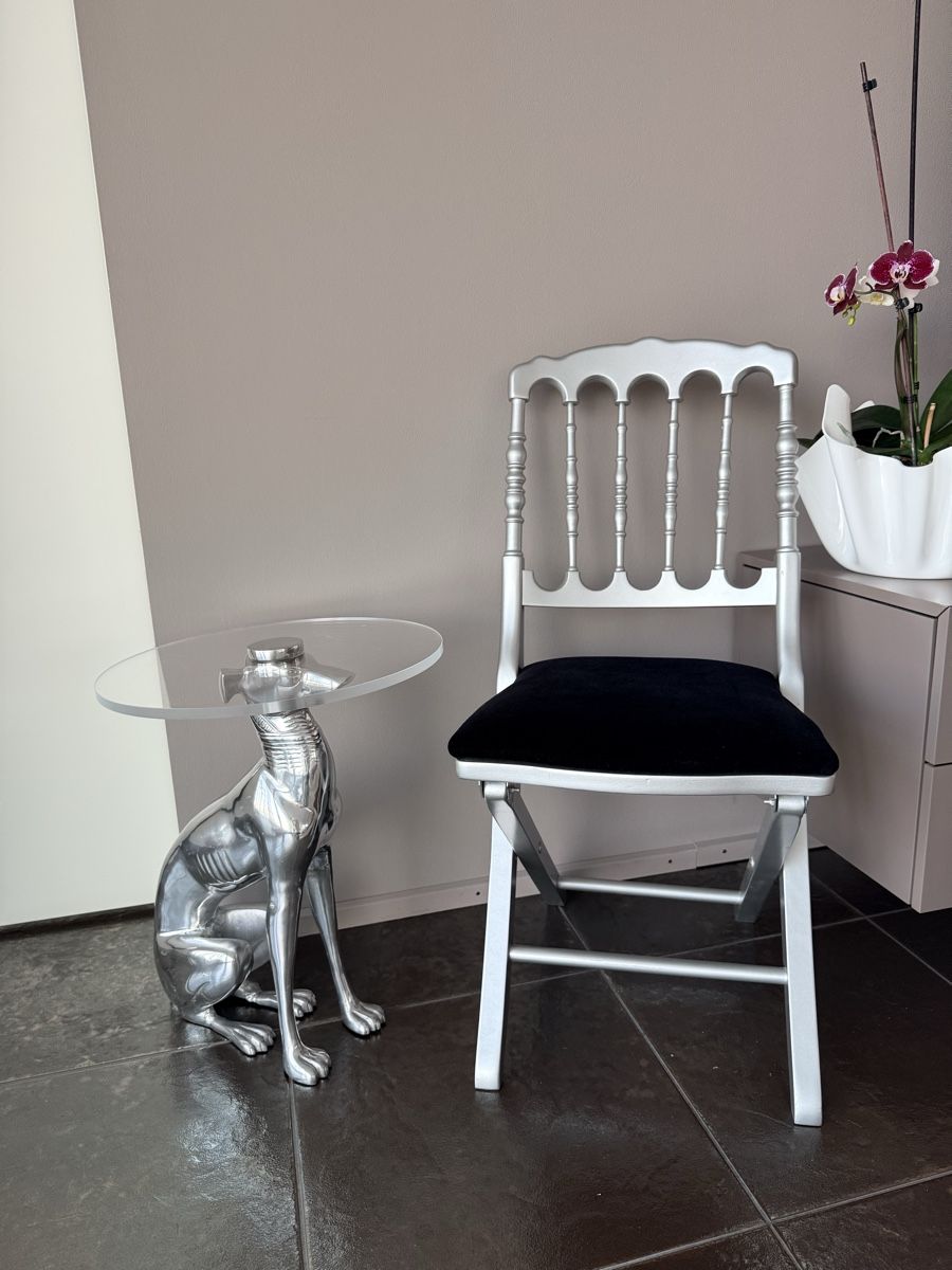 Poltrone: Sessel Stuhl klappbar Silber/Schwarz – Usato da Altendorf venduto da RedHairBeast