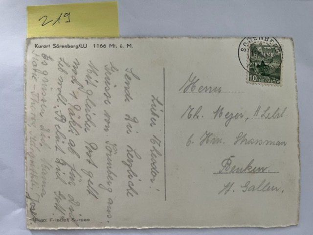 Ansichtskarten: Ansichtskarte Sörenberg LU 1166 m ü. M.; 1949 – Gebraucht aus Niederwil AG von dahu75 1