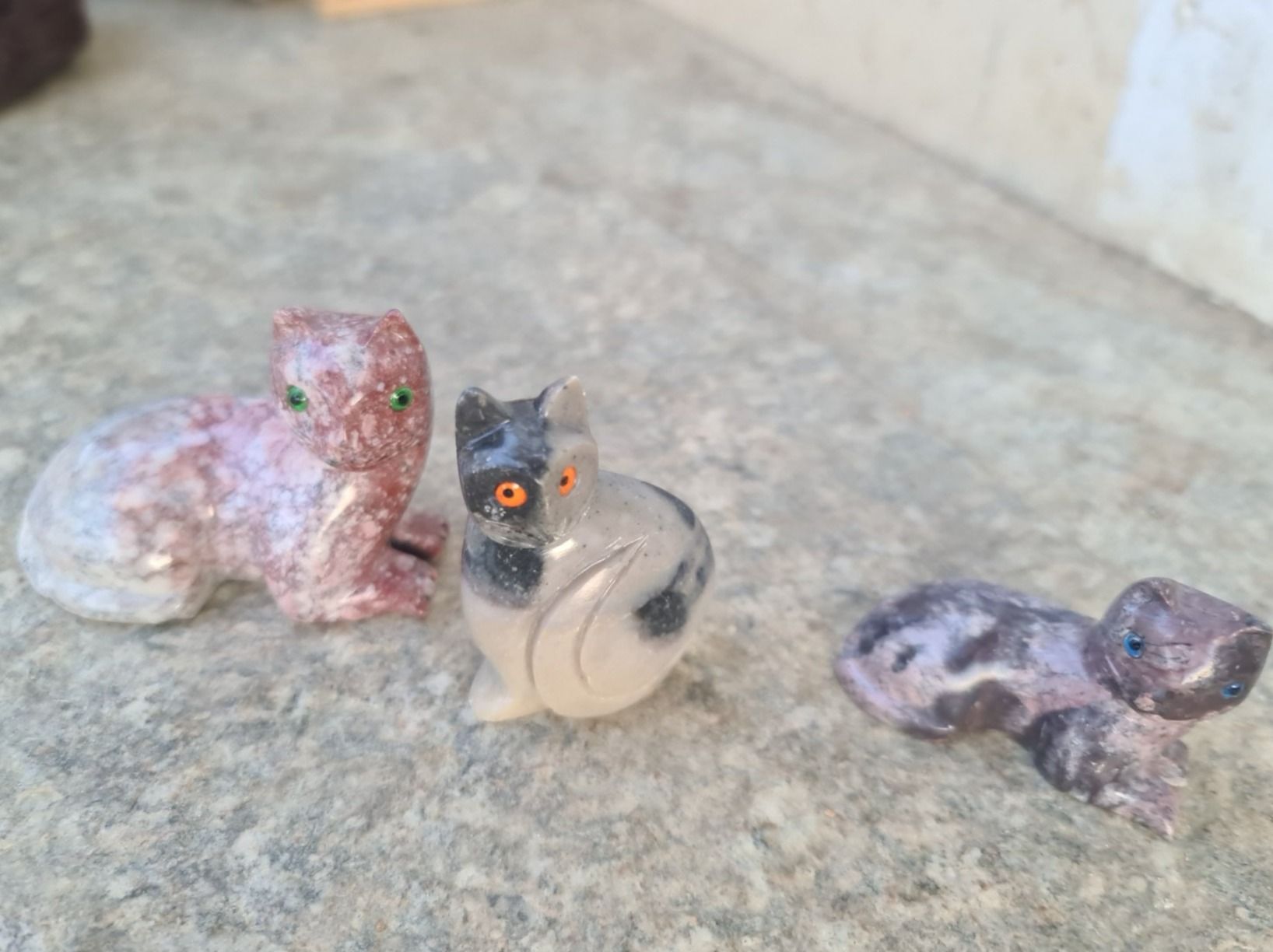 Statuette: 3 wunderschöne Katzen Edelsteine und Speckstein Figuren – Usato da Münchenbuchsee venduto da babilibern 3