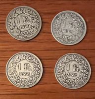 4 x pieces argent 1.-  1880 1903 1932 1937 Franken Silber