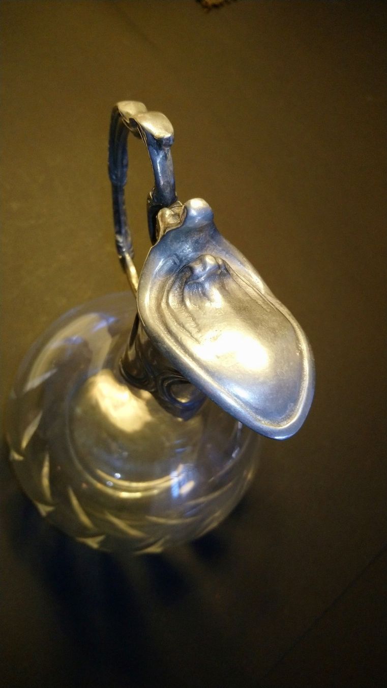 Caraffe: Antike Kristallkaraffe mit Silberbeschlag – Usato da Kreuzlingen venduto da 123peter 2