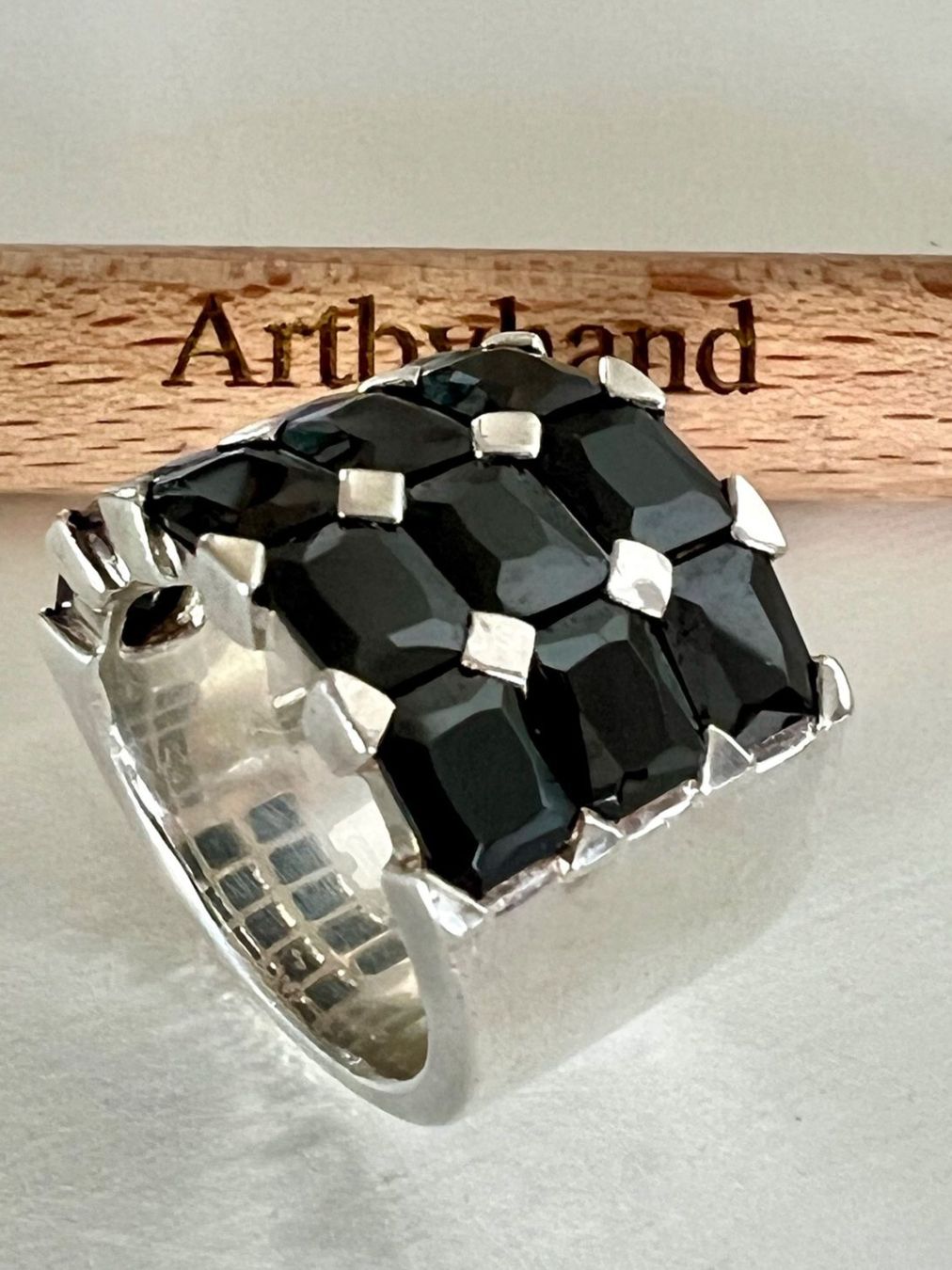 Anelli: Designer Statement Silberring 925 Onyx facettiert - 22g Gr55 – Usato da Ruswil venduto da artbyhand 2
