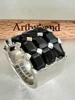 Designer Statement Silberring 925 Onyx facettiert - 22g Gr55
