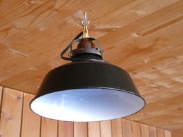 antike Email-Hängelampe Industrielampe Werkstattlampe