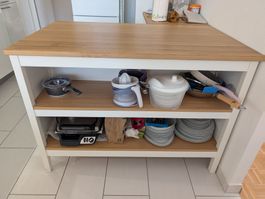 Îlot de cuisine IKEA TORNVIKEN - blanc cassé / chêne