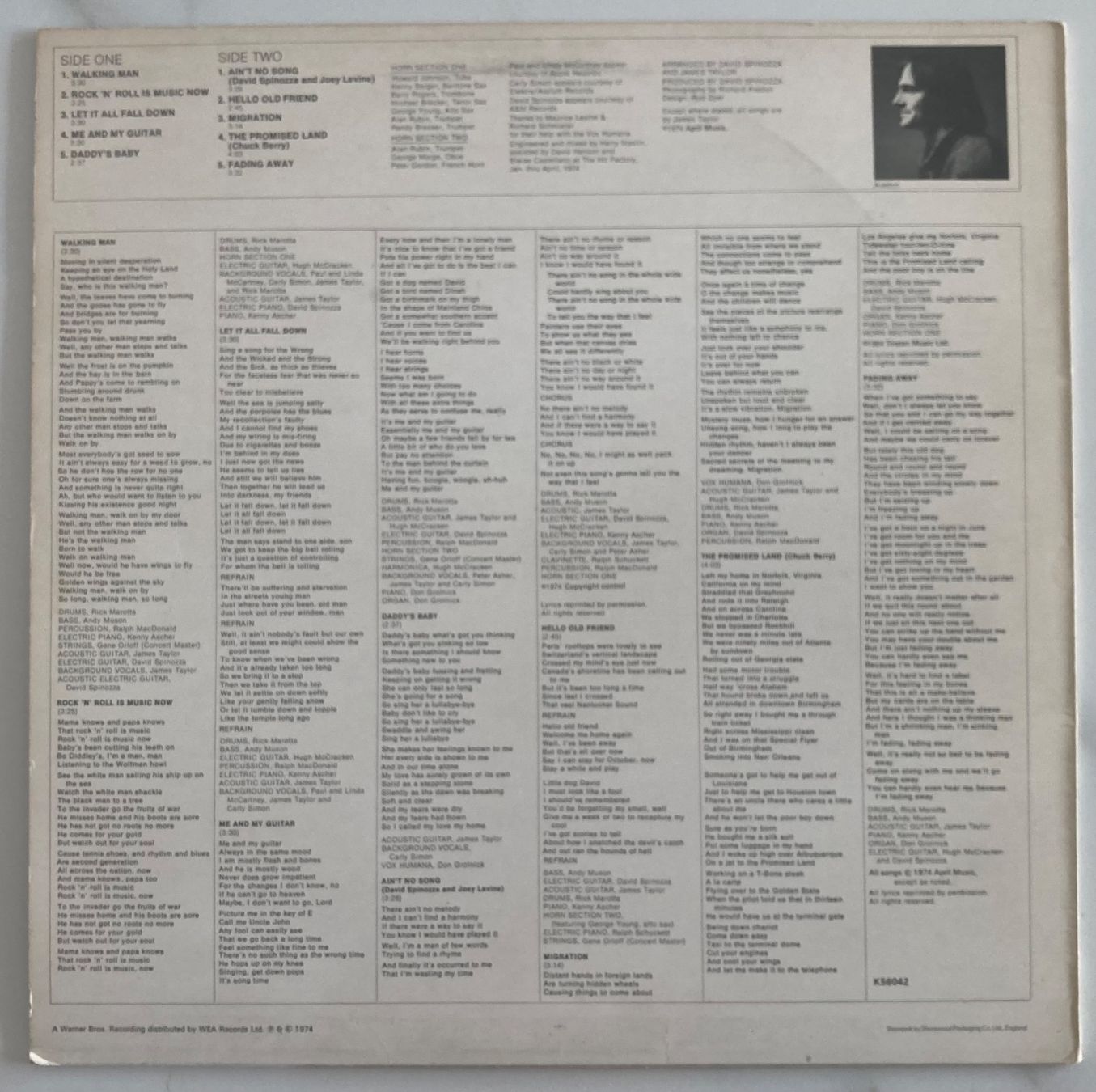 Schallplatten: JAMES TAYLOR - WALKING MAN – Gebraucht aus Poliez-Pittet von Newtown-Records 1
