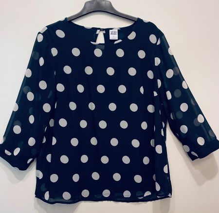 Blouse femme VERO MODA, navy à pois blancs, taille XL