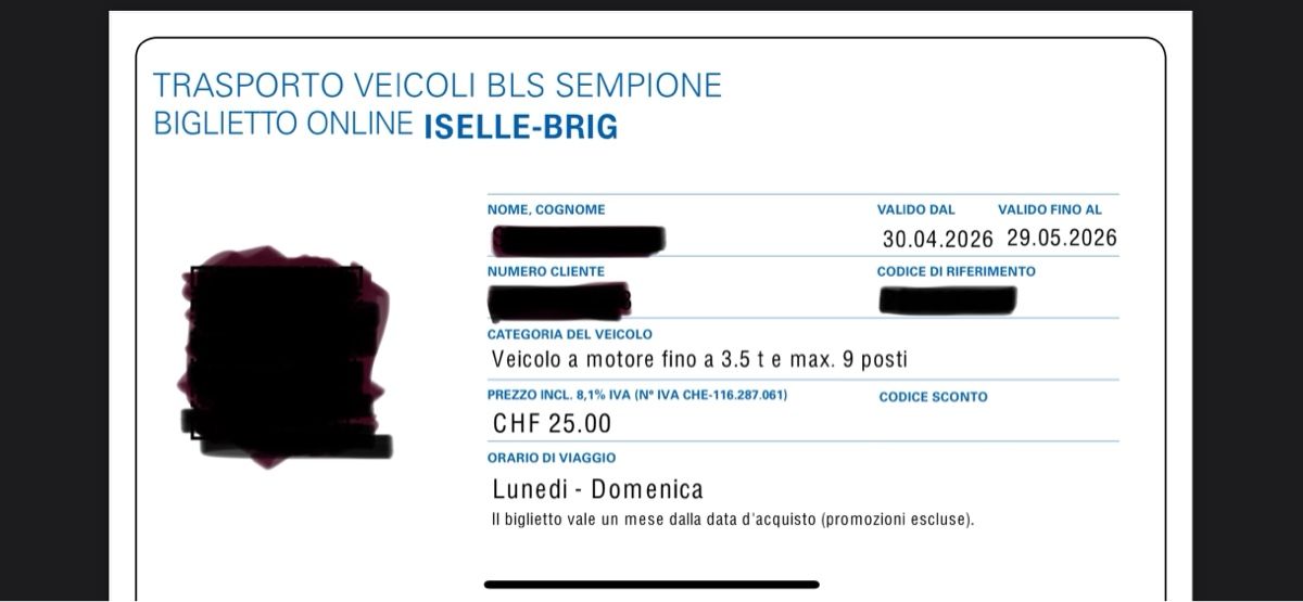 Tickets: Online Ticket Simplon Tunnel – Neu (gemäss Beschreibung) aus Bellinzona von sil_7vf5