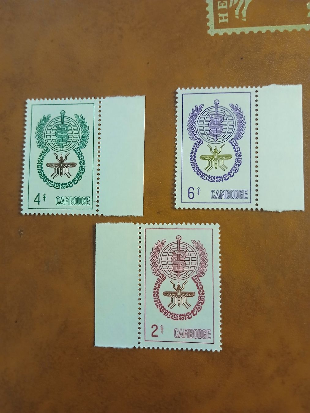 Tous les timbres: Timbres Cambodge 2f, 4f, 6f divers état – Neuf (Voir description) à Marly par globetrotter1723