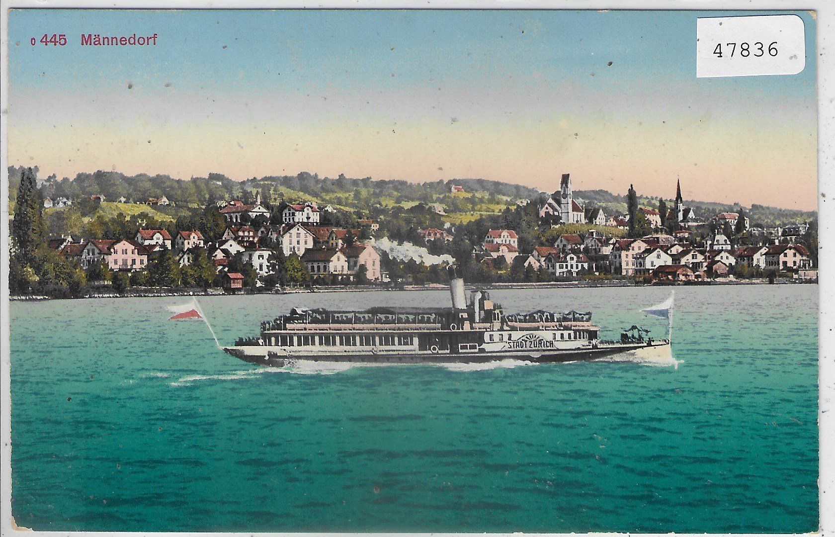 Ansichtskarten: Männedorf - Dampfer "Stadt Zürich" Litho – Gebraucht aus Ettingen von Kartenplanet