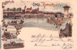 Rapperswil SG // 1899 Litho Lindenhof Bahnhof