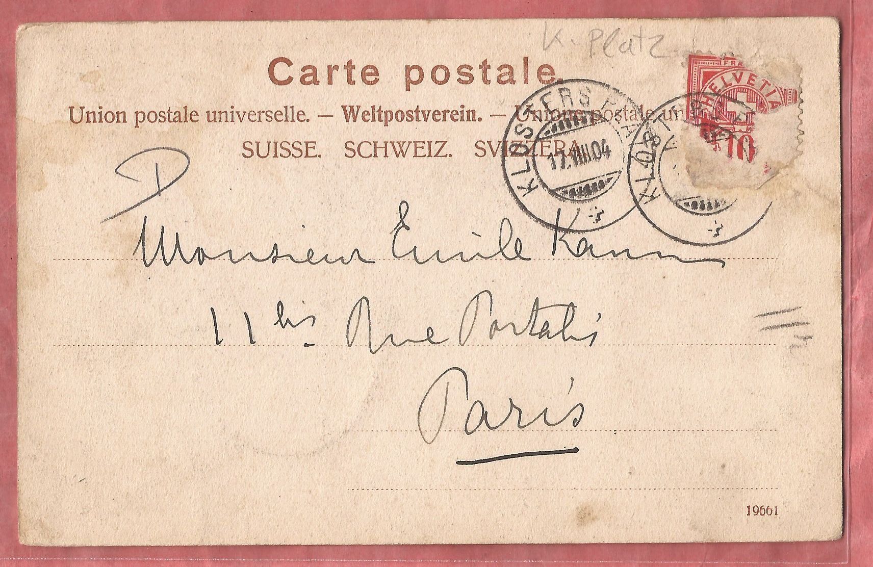 Cartoline postali: Klosters - 1904 – Usato da Fislisbach venduto da Porano 1