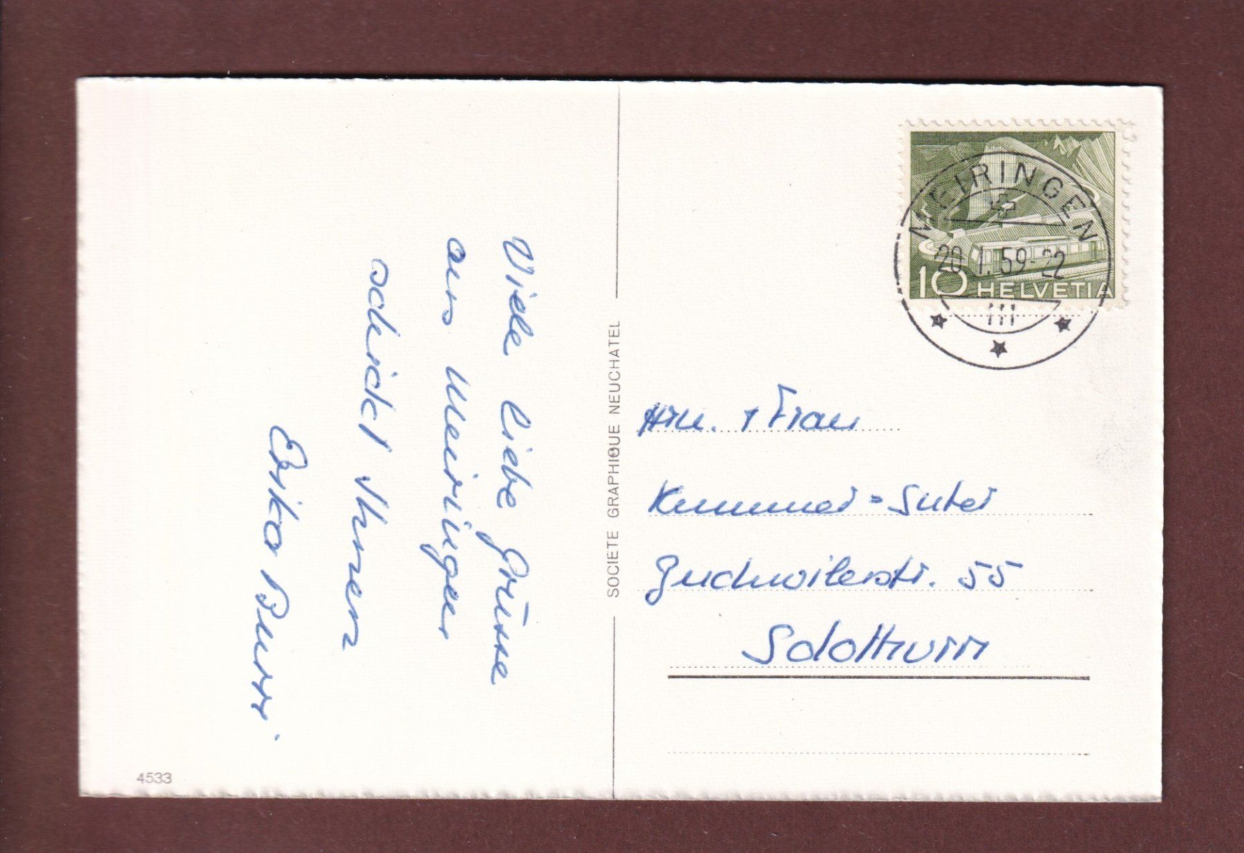 Cartoline postali: MEIRINGEN - 8 Bilder - 1959 – Usato da Pully venduto da nicecards 1