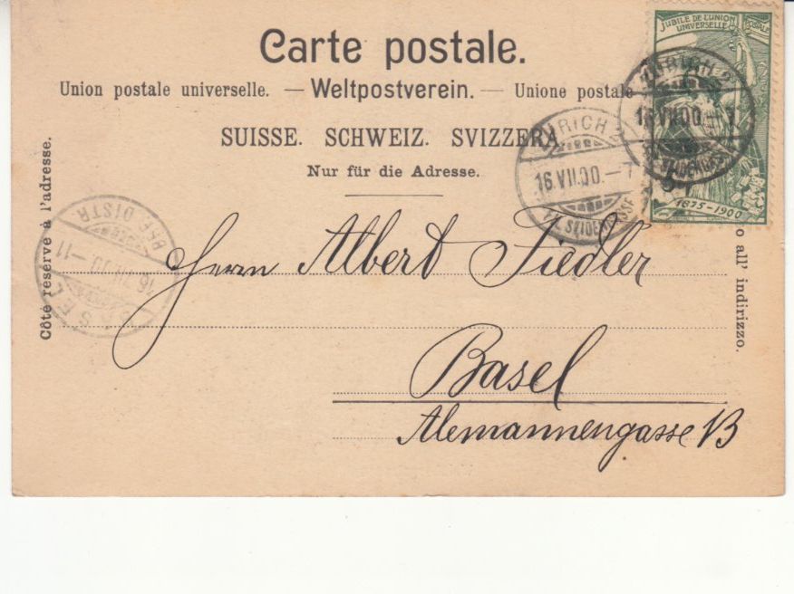 Cartoline postali: Zürich Weinbergstrasse 1900 – Usato da Bürglen TG venduto da StampGraf 1