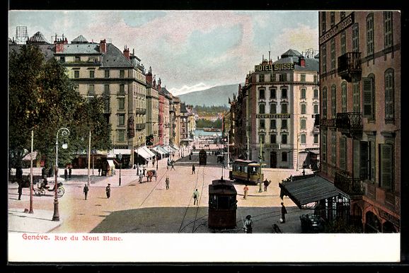 Ansichtskarten: Genève, Rue du Mont Blanc, Strassenbahn – Gebraucht aus Berlin von bartko-reher