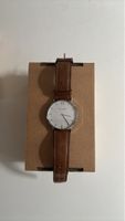 Armbanduhr Paul Hewitt silber/weiss mit braunem Lederarmband
