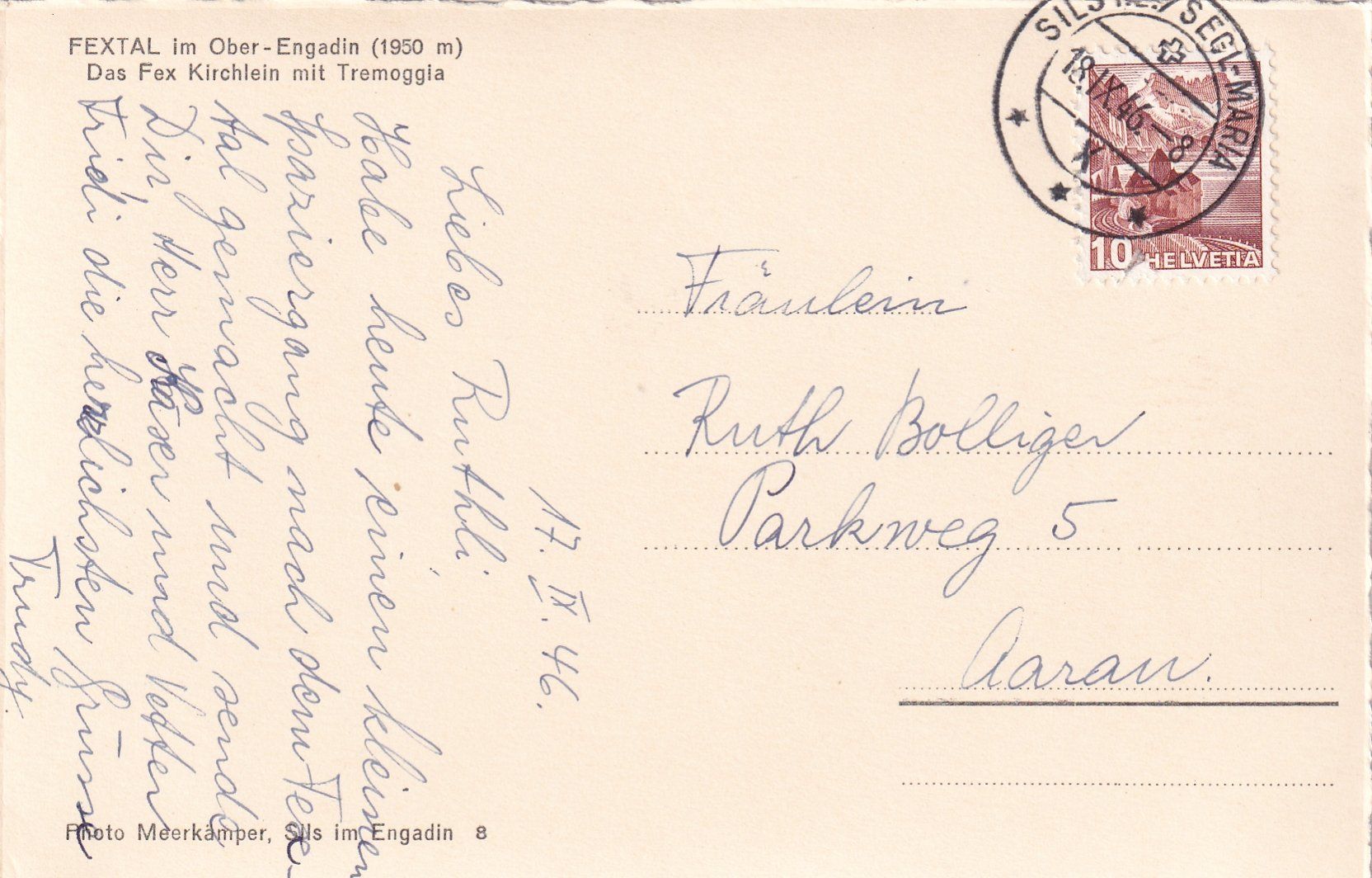 Cartoline postali: Fextal - Das Fex-Kirchlein /bo – Usato da Hombrechtikon venduto da Rudolf07 1