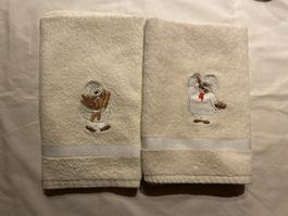 2x Decor Towels, Embroidered Chefs, Beige, Baguette, Pie
