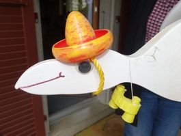 Lustiger Holzvogel zum Aufhängen fürs Kinderzimmer (~50 cm)